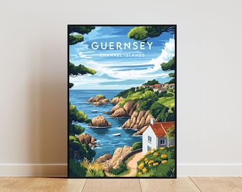 Guernsey Travel Print - Channel Islands, Guernsey Poster, Channel Islands Poster, Travel Wall Art, Channel Islands Print, Poster, Europe