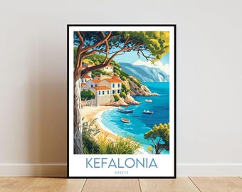 Kefalonia Travel Print - Greece, Kefalonia Poster, Greece Poster, Travel Wall Art, Greece Print, Greece Wall Art, Europe, Kefalonia Wall Art