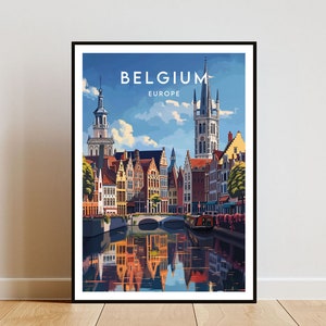 Belgium Travel Print - Europe, Europe Poster, Belgium Poster, Travel Wall Art, Belgium Print, Belgium, Europe, Brussels Poster, Bruges Print
