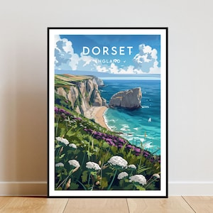 Dorset Travel Print - England, Dorset Poster, England Poster, Travel Wall Art, England Print, England, Europe, Dorset, UK, Britain