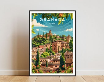 Granada Travel Print - Spain, Granada Poster, Spain Poster, Travel Wall Art, Spain Print, poster, Spain, Europe, Granada, Spanish Print