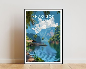 Khao Sok Travel Print - Thailand, Khao Sok Poster, Thailand Poster, Travel Wall Art, Thailand Print, Khao Sok, Thai Poster, Thailand