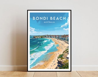 Bondi Beach Travel Print - Australia, Bondi Beach Poster, Australia Poster, Travel Wall Art, Australia Print, poster, Australia, Bondi Beach