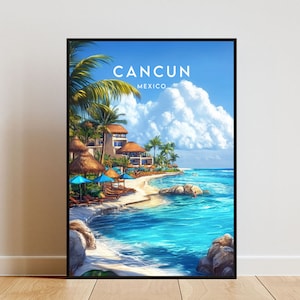 Cancun Travel Print - Mexico, Cancun Poster, Mexico Poster, Travel Wall Art,  Mexico Print, Poster, Mexico, Cancun Wall Art, North America