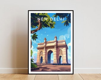 New Delhi Travel Print - India, New Delhi Poster, India Poster, Travel Wall Art, India Print, Delhi, Delhi poster, India Gate Poster, India