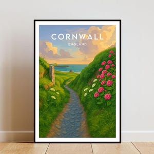 Cornwall Travel Print - England, Cornwall Poster, England Poster, Travel Art, England Print, Cornwall Print, Cornwall, Cornwall Art