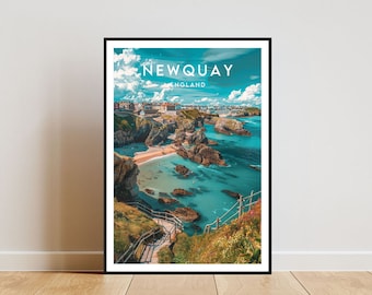 Newquay Travel Print - England, Newquay Poster, England Poster, Travel Wall Art, England Print, England, Britain, Newquay, Cornwall Print