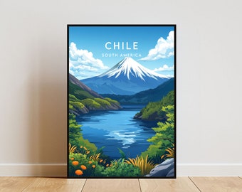 Chile Travel Print - South America, Chile Poster, South America Poster, Travel Wall Art, Chile Print, Chile, South America, Travel, Santiago