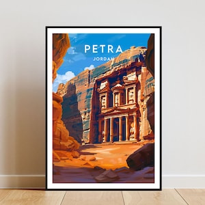 Petra Travel Print - Jordan, Petra Poster, Jordan Poster, Travel Wall Art, Jordan Print, poster, Jordan, Petra, Asia, Wonder Of The World