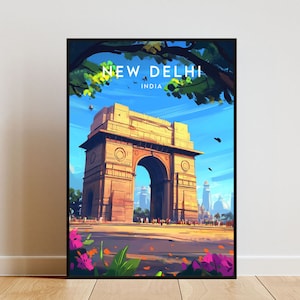 New Delhi Travel Print - India, New Delhi Poster, India Poster, Travel Wall Art, India Print, Delhi, Delhi poster, India Gate Poster, India