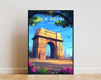 New Delhi Travel Print - India, New Delhi Poster, India Poster, Travel Wall Art, India Print, Delhi, Delhi poster, India Gate Poster, India