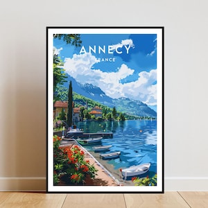 Annecy Travel Print - France, Annecy Poster, France Poster, Travel Wall Art, France Print, poster, France, Europe, Lake Annecy, French