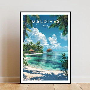 Maldives Travel Print - Asia, Maldives Poster, Asia Poster, Travel Wall Art, Maldives Print, Maldives, Asia, Islands, Travel, Poster, Print