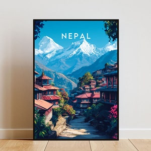 Nepal Travel Print - Asia, Travel Poster, Nepal Poster, Travel Wall Art, Nepal Print, Nepal, Kathmandu, Kathmandu Poster, Nepal Wall Art