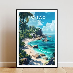 Ko Tao Travel Print - Thailand, Ko TaoPoster, Thailand Poster, Travel Wall Art, Thailand Print, Ko Tao, Beach, Koh Tao Islands, Thai Poster