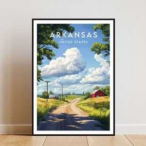 Impresión de viaje de Arkansas - Estados Unidos, póster de Arkansas, póster de América, arte mural de viaje, impresión de América, América, arte mural de Arkansas, arte de EE. UU.
