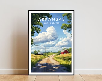 Arkansas Travel Print - United States, Arkansas Poster, America Poster, Travel Wall Art, America Print, America, Arkansas Wall Art, USA Art