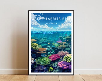 Great Barrier Reef Travel Print - Australia, Great Barrier Reef Poster, Australia Poster, Travel Wall Art, Australia Print, Australia