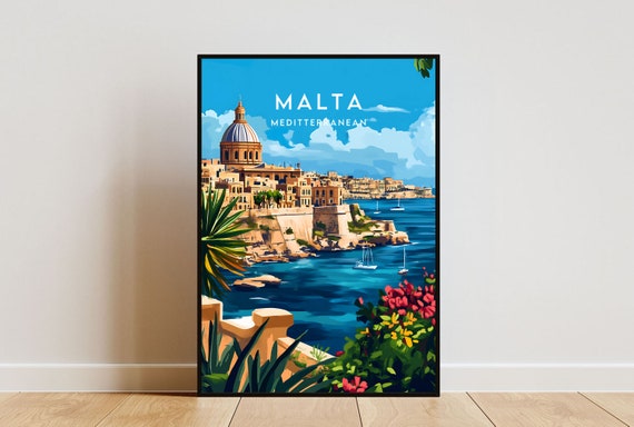 Malta Travel Print - Europe, Europe Poster, Malta Poster, Travel Wall Art, Malta Print, Malta, Europe, European, Valletta, Malta Wall Art