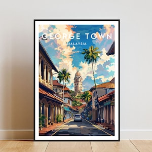 George Town Travel Print - Malasia, Cartel de George Town, Cartel de Malasia, Arte de la pared de viaje, Impresión de Malasia, cartel, Malasia, Asia, Penang