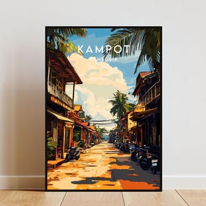 Kampot Travel Print - Cambodia, Kampot Poster, Cambodia Poster, Travel Wall Art, Cambodia Print, Kampot Wall Art, Cambodia, SE Asia Poster