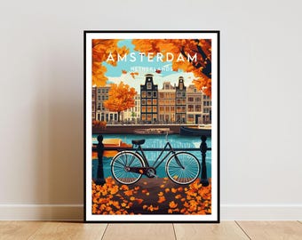 Amsterdam Travel Print - Netherlands, Amsterdam Poster, Netherlands Poster, Travel Wall Art, Netherlands Print, Holland Art, Amsterdam Print