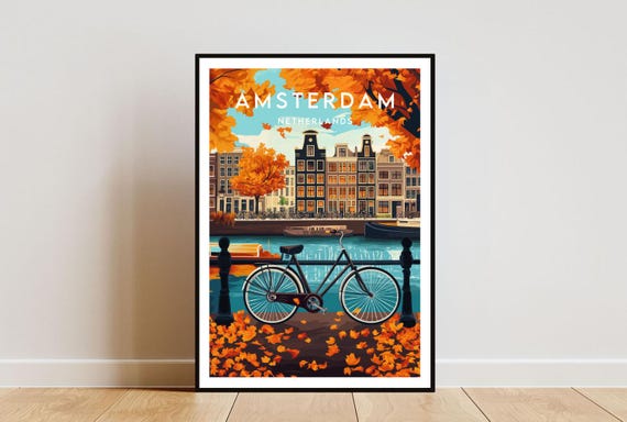 Amsterdam Travel Print - Netherlands, Amsterdam Poster, Netherlands Poster, Travel Wall Art, Netherlands Print, Holland Art, Amsterdam Print