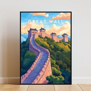 Great Wall Of China Travel Print - China, Great Wall Poster, China Poster, Travel Wall Art, China Print, Great Wall Of China Wall Art, China