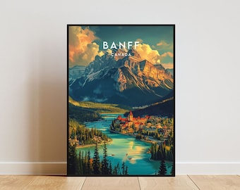 Banff Travel Print - Canada, Banff Poster, Canada Poster, reizen muurkunst, Canada Print, poster, Canada, Banff Art, Noord-Amerika, Canadees