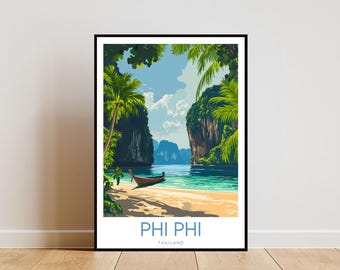 Koh Phi Phi Travel Print - Thailand, Koh Phi Phi Poster, Thailand Poster, Travel Wall Art, Thailand Print, Ko Phi Phi Islands Poster