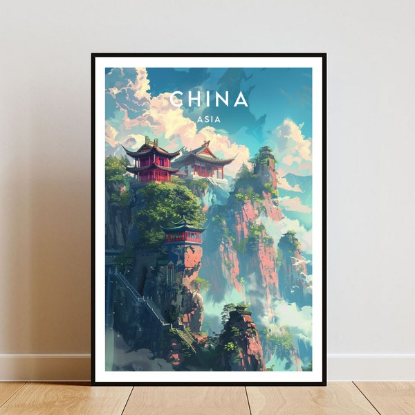 Kina resetryck, Kinaposter, Reseväggkonst, Kinatryck, Reseposter, Backpackingposter, Väggdekor, Kinaväggkonst, Kinesisk