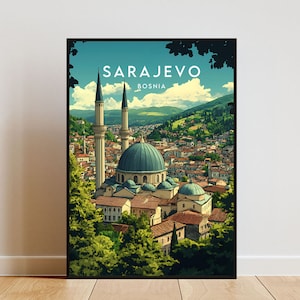 Sarajevo Travel Print - Bosnia, Sarajevo Poster, Bosnia Poster, Travel Wall Art, Bosnia Print, Bosnia and Herzegovina Art, Sarajevo Wall Art