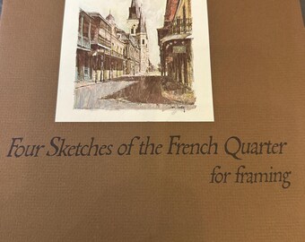 Four Sketches of the French Quarter (1966) by Don Davey • Vintage New Orleans Art • Set of 4 Prints • Unframed Original Folder