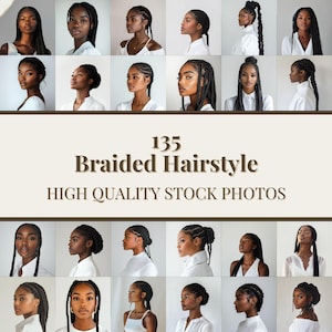 135 Braided Beauty Stock Photo Bundle | Black Woman Images | Diverse Female Model Photos | Melanin Hair Salon Marketing Instagram Reel Cover
