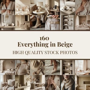 160 Beige Neutral Aesthetic Fashion Stock Photo Bundle | Faceless Marketing Images for Rich Girl Boss | Social Media Instagram Reel Cover