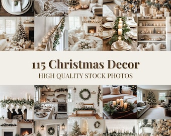 Christmas Decor Stock Photos, Holiday Interior Photography, Cozy Home Images, Styled Christmas Scenes
