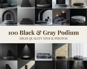 Black Product Showcase Stock Photo Bundle: Minimalist Mockups Neutral Product Display Mock-Up Photography