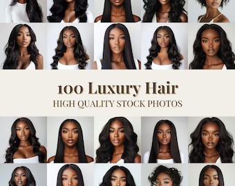100 Melanin Beauty Luxuriöse Haarverlängerungen & Perücken | Hochwertige Fotos von ästhetischen schwarzen afroamerikanischen Modellen