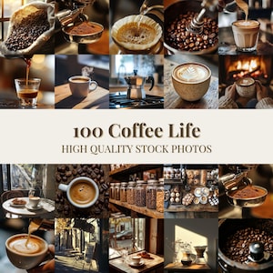 100 Coffee Shop Stock Photo Bundle | Cafe Image & Coffee Beans | Latte Entrepreneur Lifestyle | Faceless Marketing for Instagram Reel Covers
