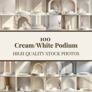 100 espositori per prodotti bianchi minimalisti / mock-up per espositori per prodotti neutri / foto stock per fotografia di prodotti e mock-up per e-commerce