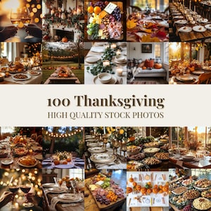 100 Thanksgiving Stock Photo Bundle | Cozy Fall Aesthetic Images | Faceless Holiday Marketing | Autumn Table Photos for Instagram Reel Cover