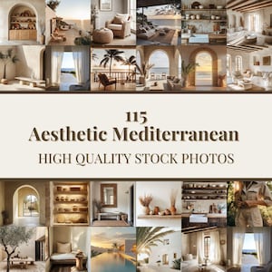 115 Mediterranean Aesthetic Stock Photo Bundle | Neutral Beige Lifestyle Images | Faceless Summer Photos for Instagram Reel Cover |