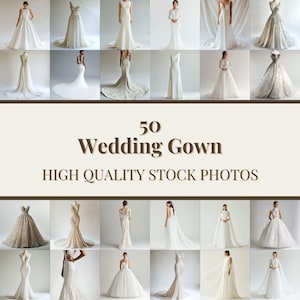50 Wedding Gown Stock Photo Bundle Faceless Neutral Aesthetic Wedding Beige Bridal Photography for Instagram Reels Marketing and Branding