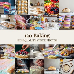 120 Baking Aesthetic Stock Photo Bundle | Pastry, Cookies, Cake, Bread Images | Faceless Baker Marketing for Instagram Reel Covers Cookbooks
