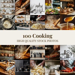 料理のストックフォト100枚セット | 顔なしフード写真 | シェフのライフスタイル画像 | キッチンの美学 | Instagramリールカバー | マーケティング