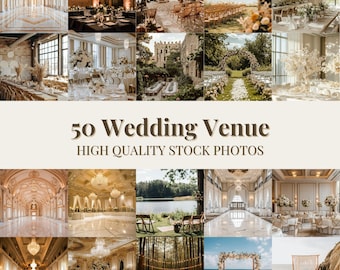 50 Beige Wedding Stock Photo Bundle | Neutral Aesthetic Wedding Images | Instagram Reels Marketing Photos | Wedding Venue Stock Photography