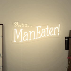 彼女は男を食べる人です！ネオンサイン、レトロな壁アート、フェミニストの壁アート、バスルームの壁アート、スタイリッシュな部屋の装飾、ガーリーな壁アート