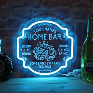 Personalisierte Hausbar Leuchtreklame: Individuelles Bier & Whisky Dekor