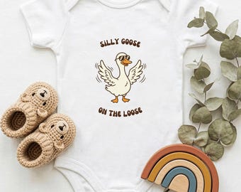 Silly Goose Baby Bodysuit | Funny Goose Character Clothing | Newborn to 24 months | 052