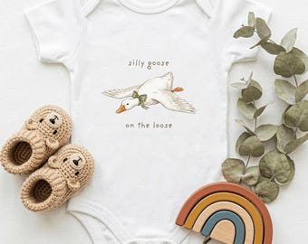 Silly Goose on the Loose Baby Bodysuit | Farm Clothing | Newborn to 24 months | 027